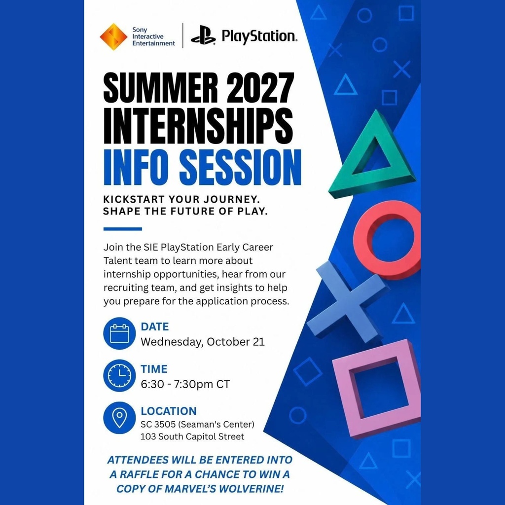 Sony Interactive Entertainment | Playstation: Summer 2027 Internship Info Session promotional image